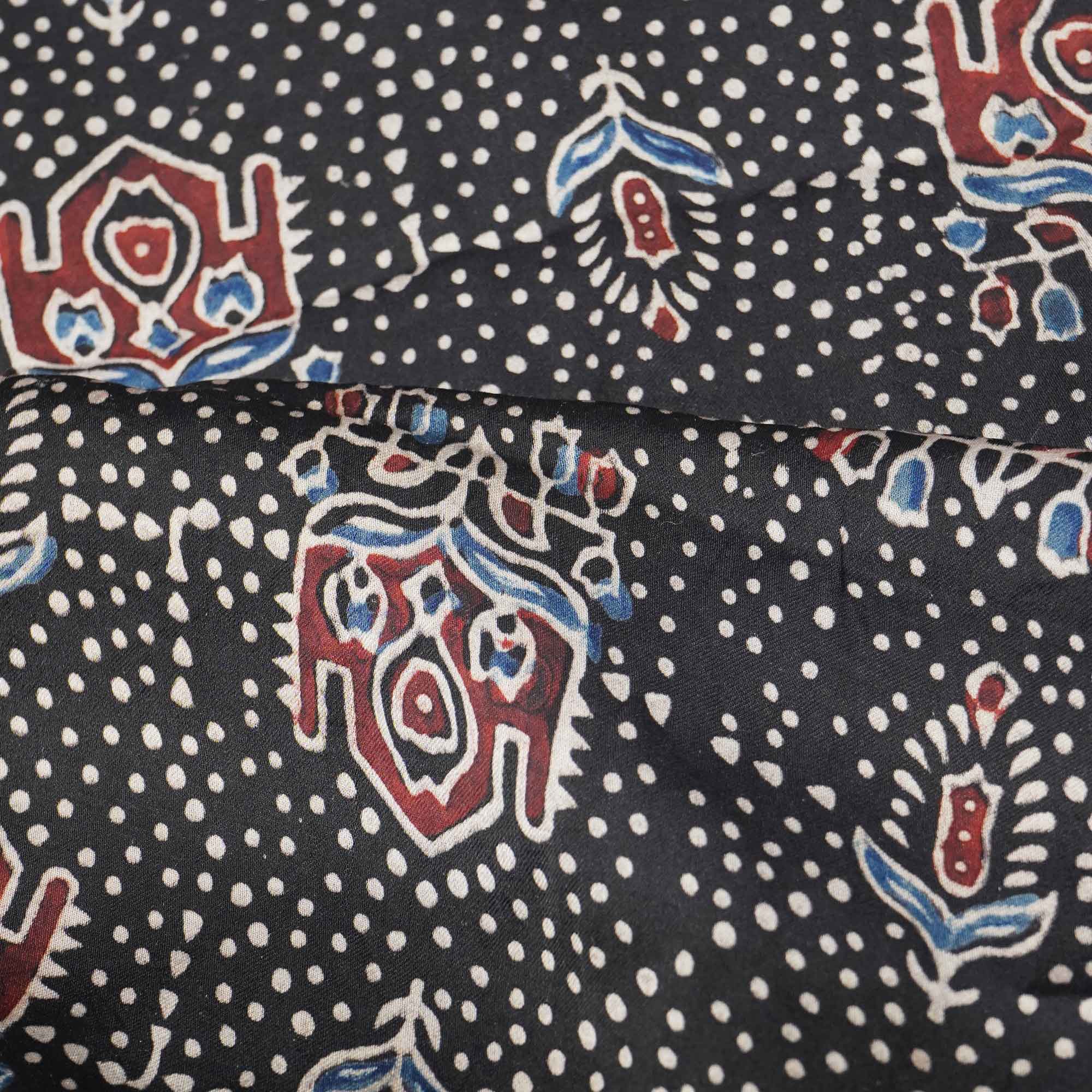Black Ajrakh Modal Satin Modal Ajrakh IA-26872
