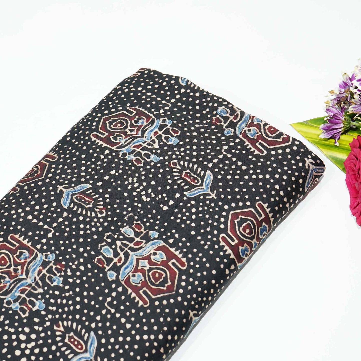 Black Ajrakh Modal Satin Modal Ajrakh IA-26873