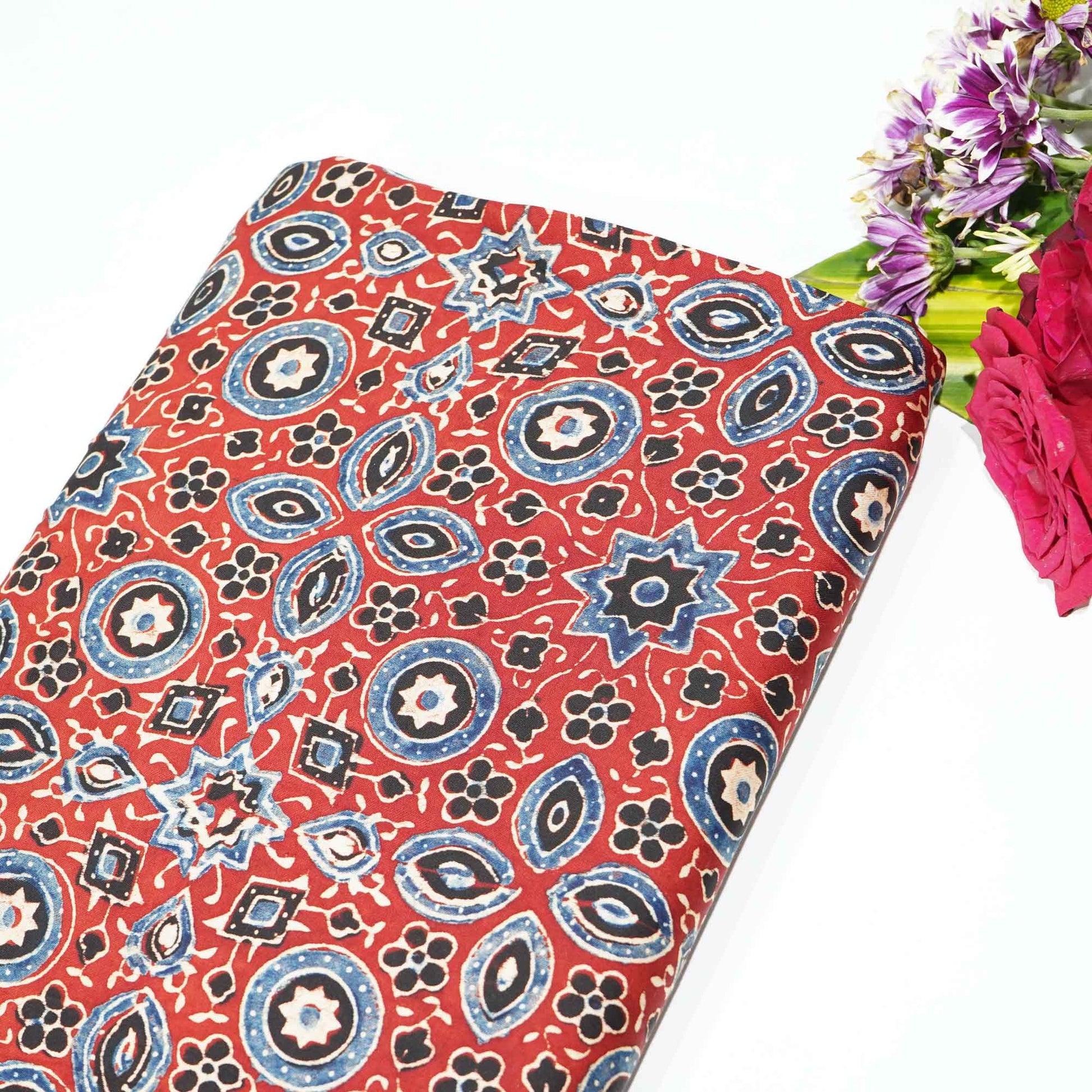 Red Ajrakh Modal Satin Modal Ajrakh IA-26875