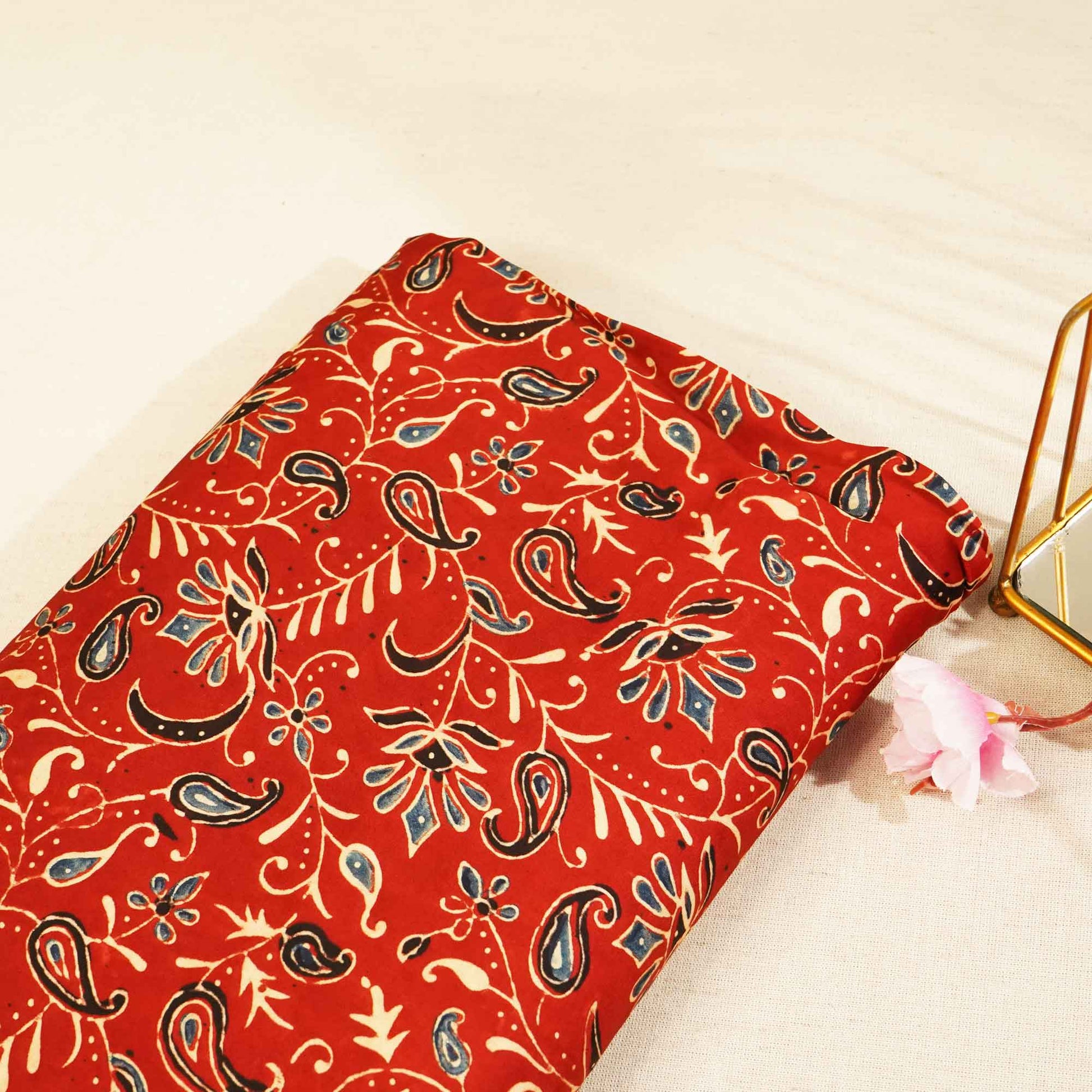 Red Floral Ajrakh Modal Satin Modal Ajrakh IA-26882