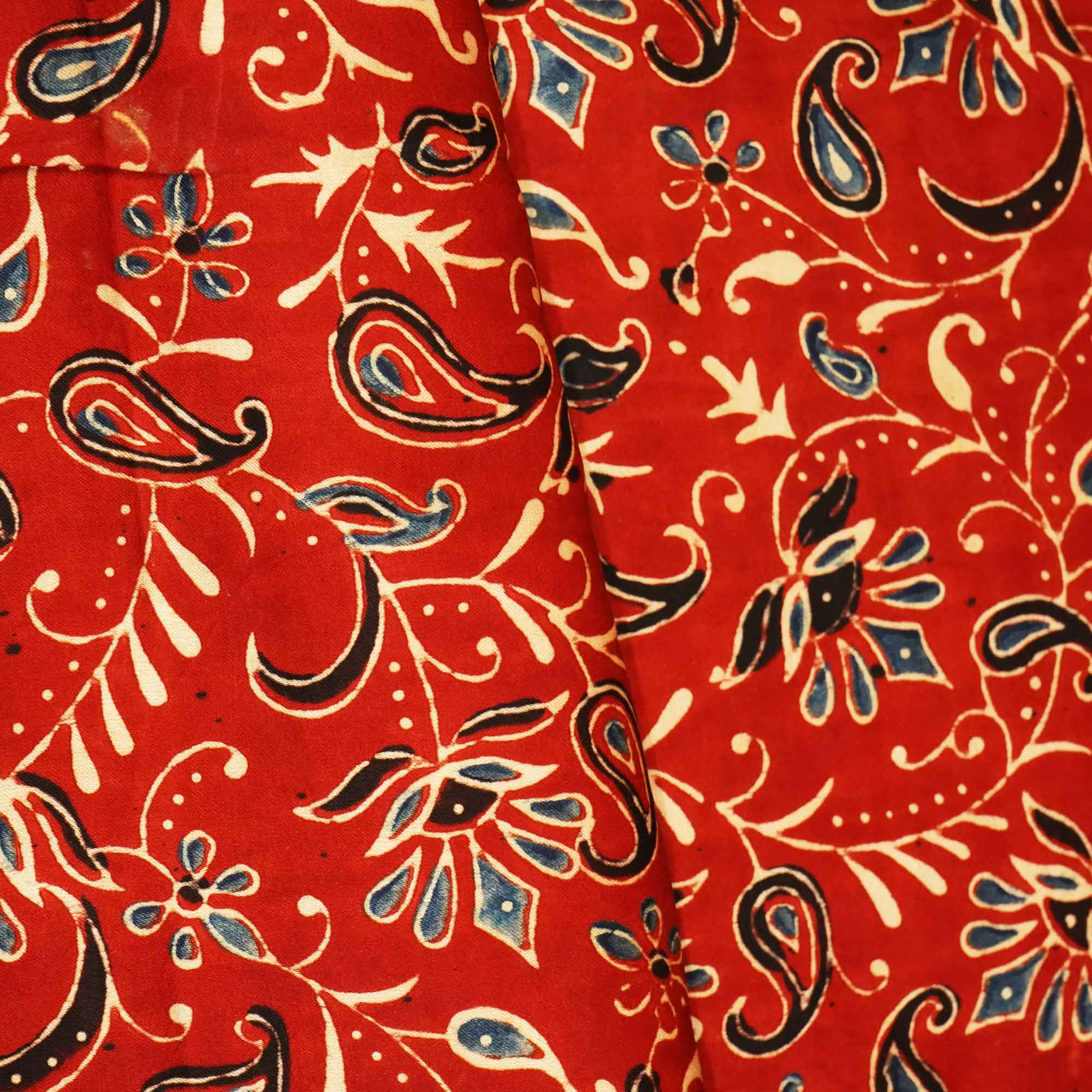 Red Floral Ajrakh Modal Satin Modal Ajrakh IA-26882