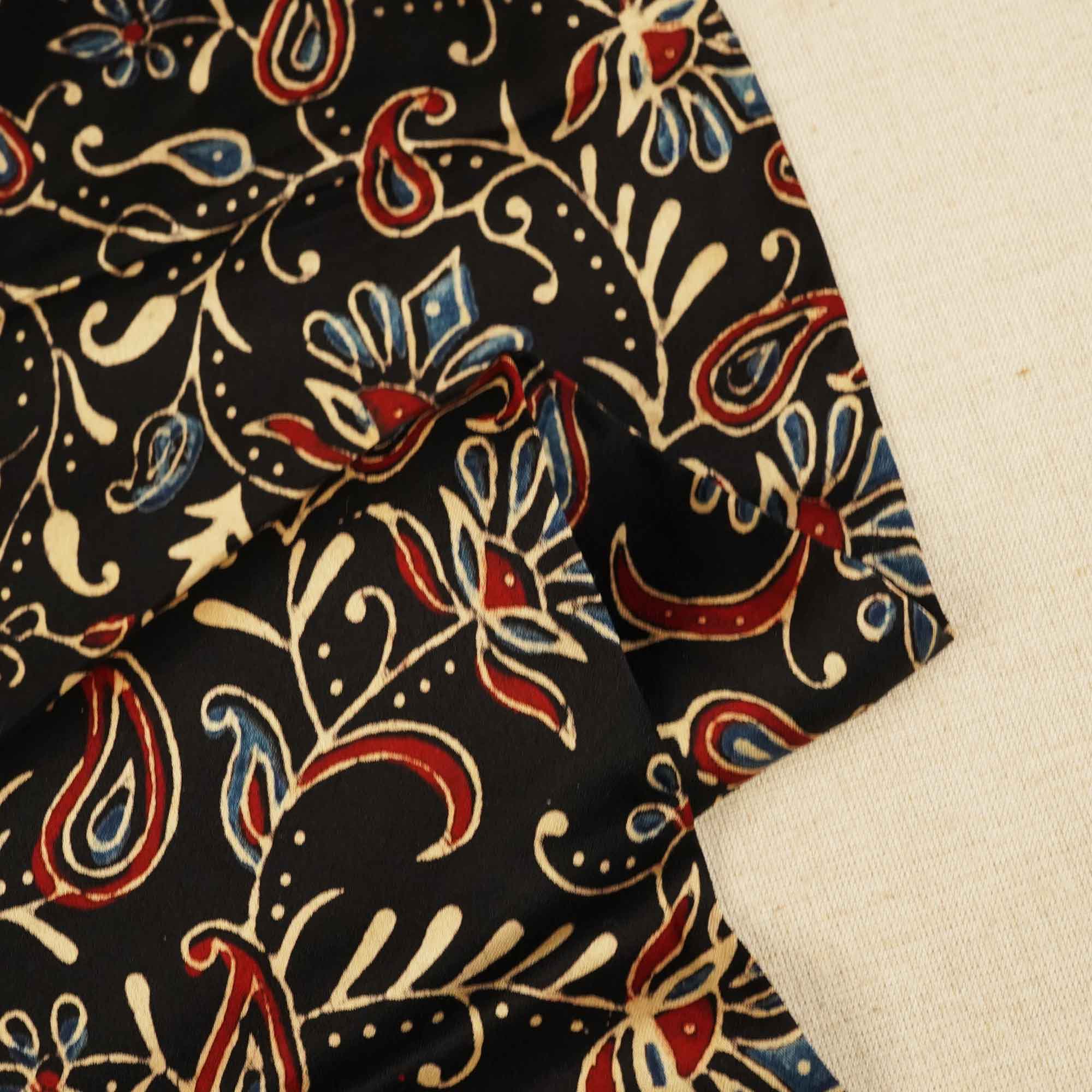Black Floral Ajrakh Modal Satin Modal Ajrakh IA-26884
