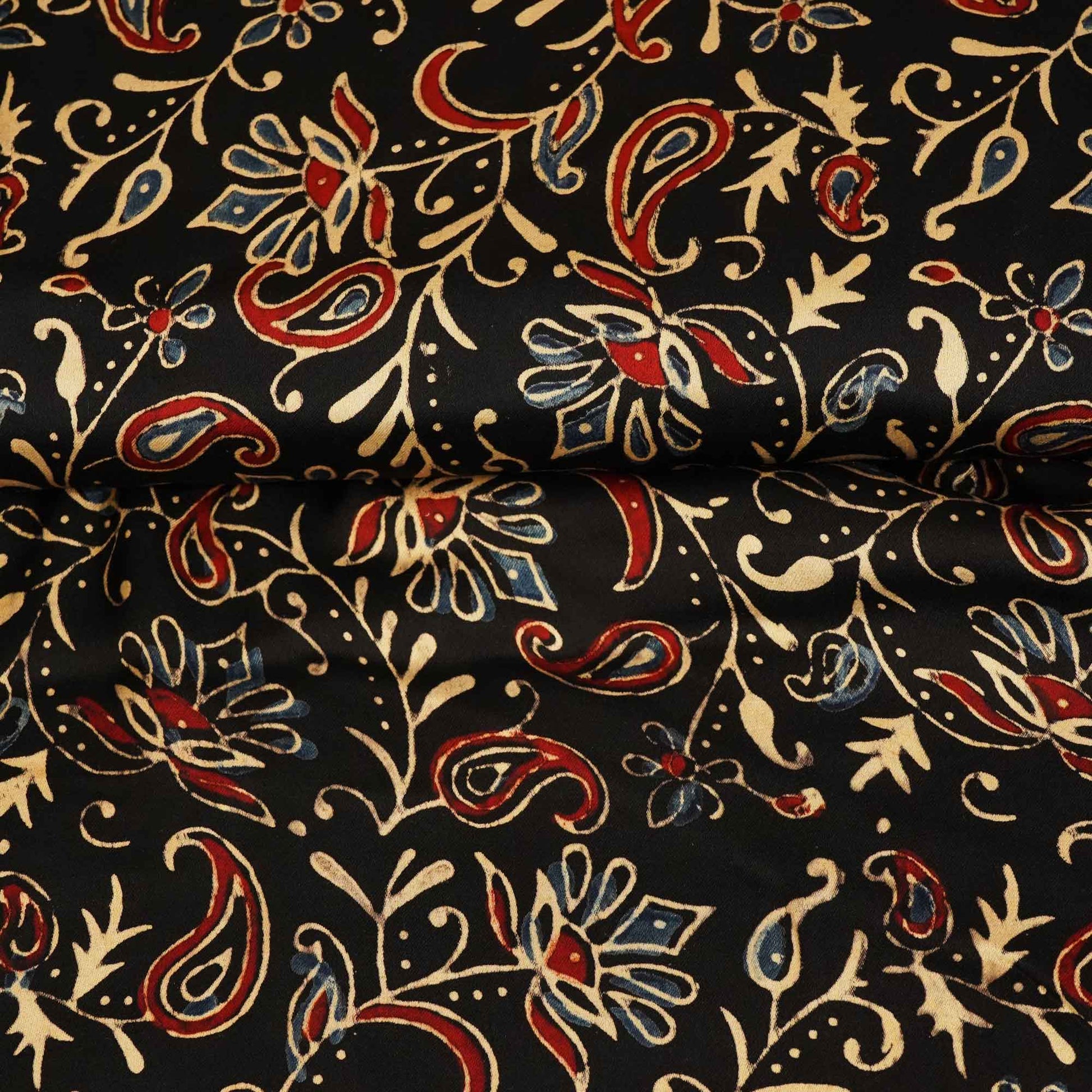 Black Floral Ajrakh Modal Satin Modal Ajrakh IA-26884