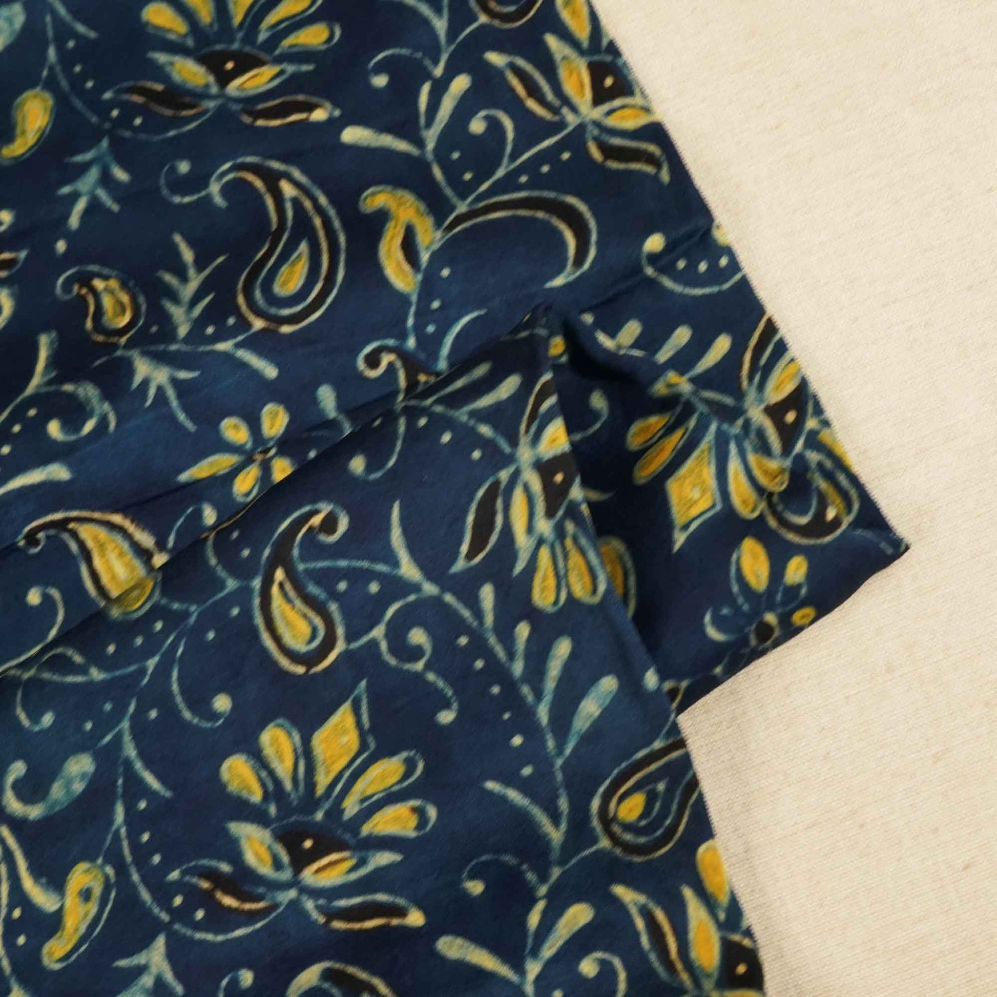 Blue Floral Ajrakh Modal Satin Modal Ajrakh IA-26886