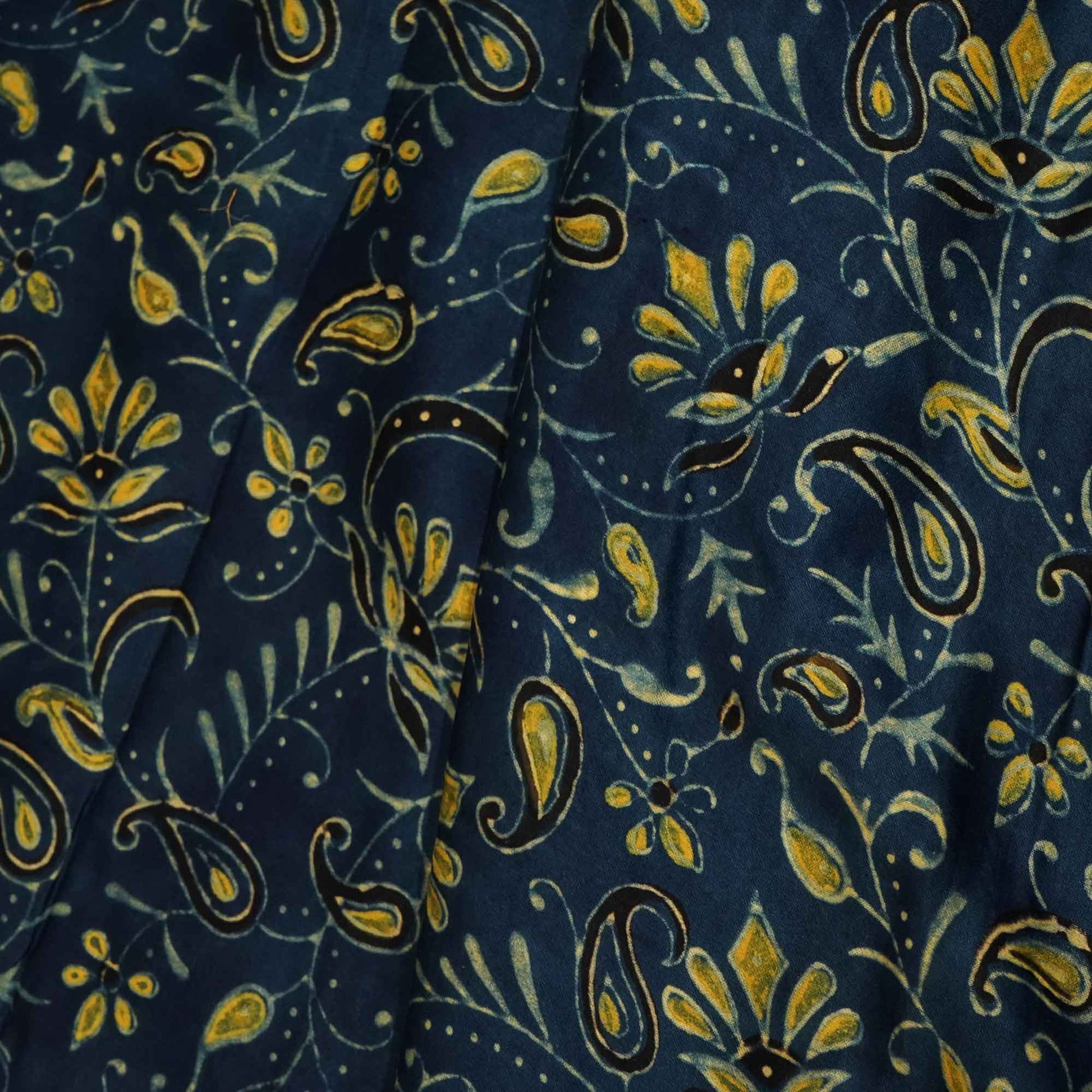 Blue Floral Ajrakh Modal Satin Modal Ajrakh IA-26886