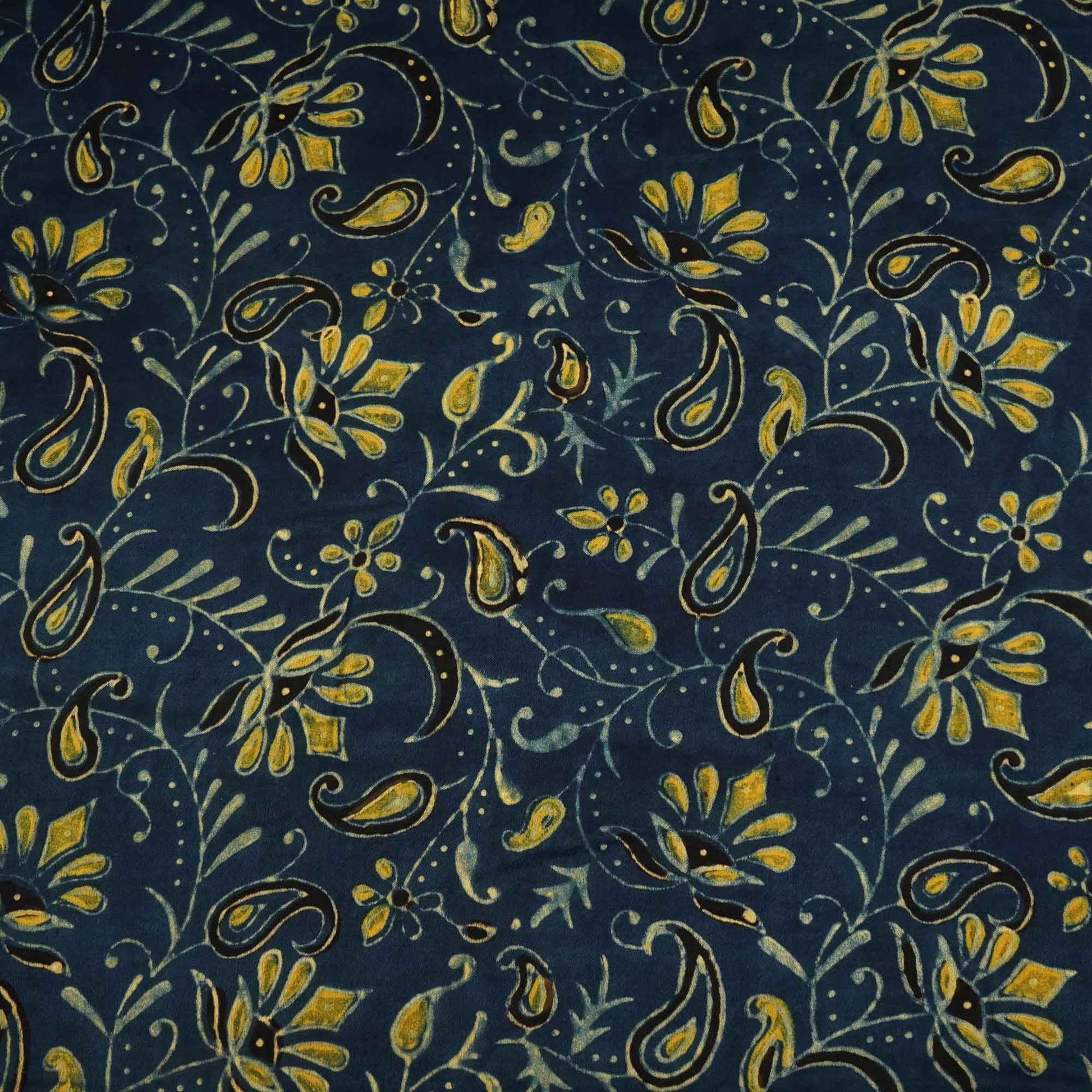 Blue Floral Ajrakh Modal Satin Modal Ajrakh IA-26886
