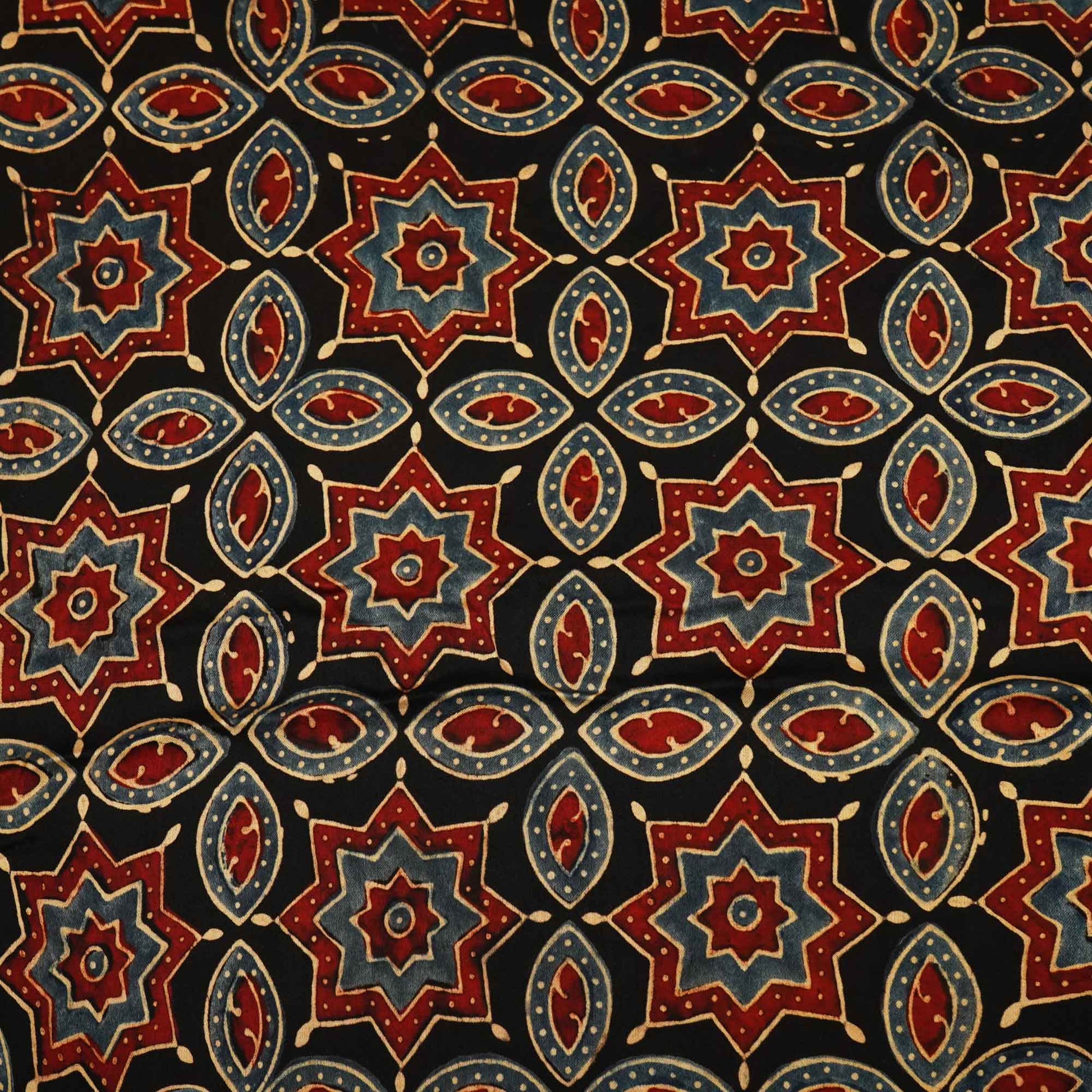 Black Ajrakh Modal Satin Fabric Modal Ajrakh IA-26894