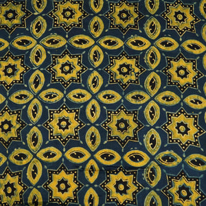 Navy Blue Ajrakh Modal Satin Fabric Modal Ajrakh IA-26897