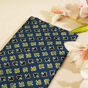 Navy Blue Handblock Modal Satin Fabric Modal Ajrakh IA-26903