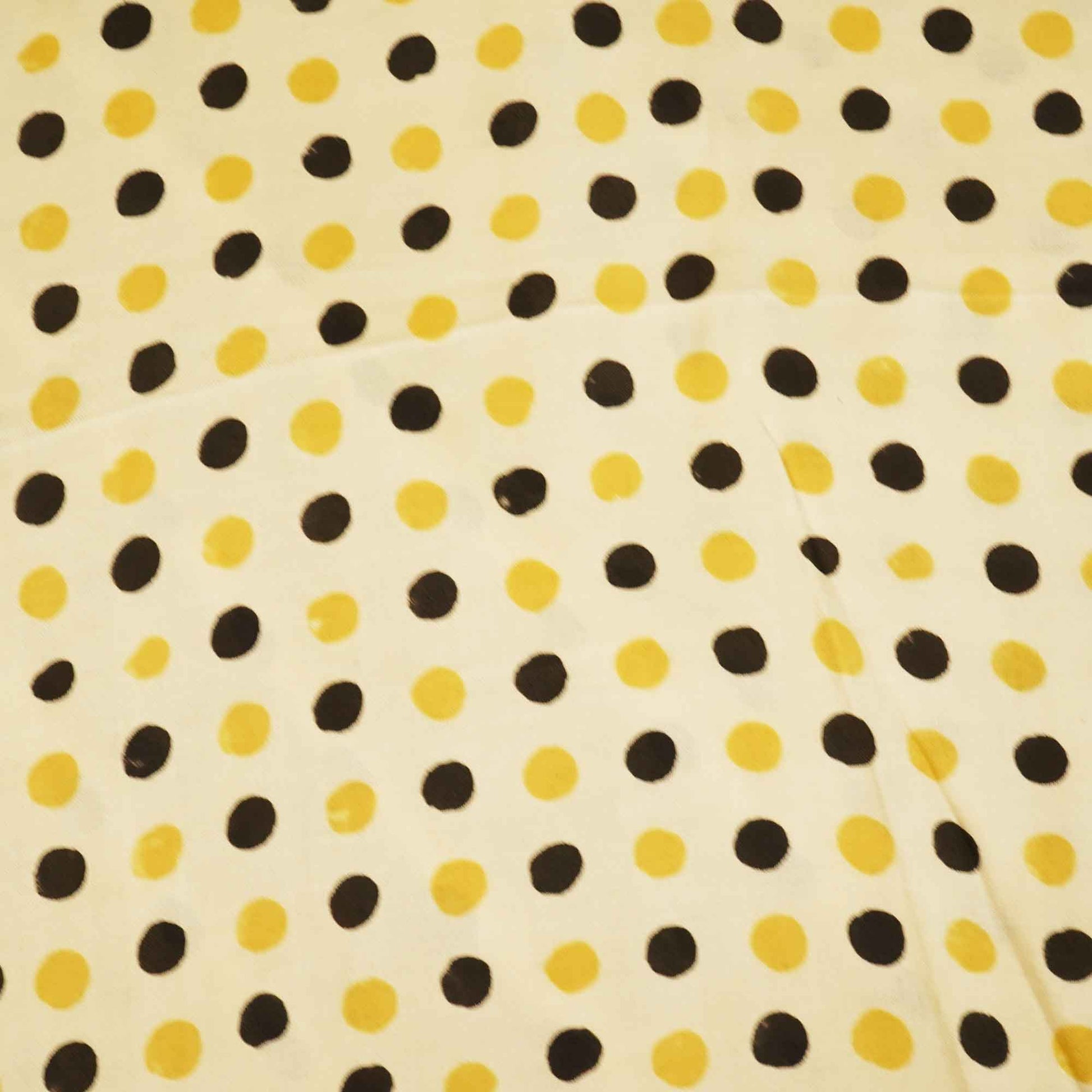 Cream Polka Dot Modal Satin Fabric Modal Ajrakh IA-26906