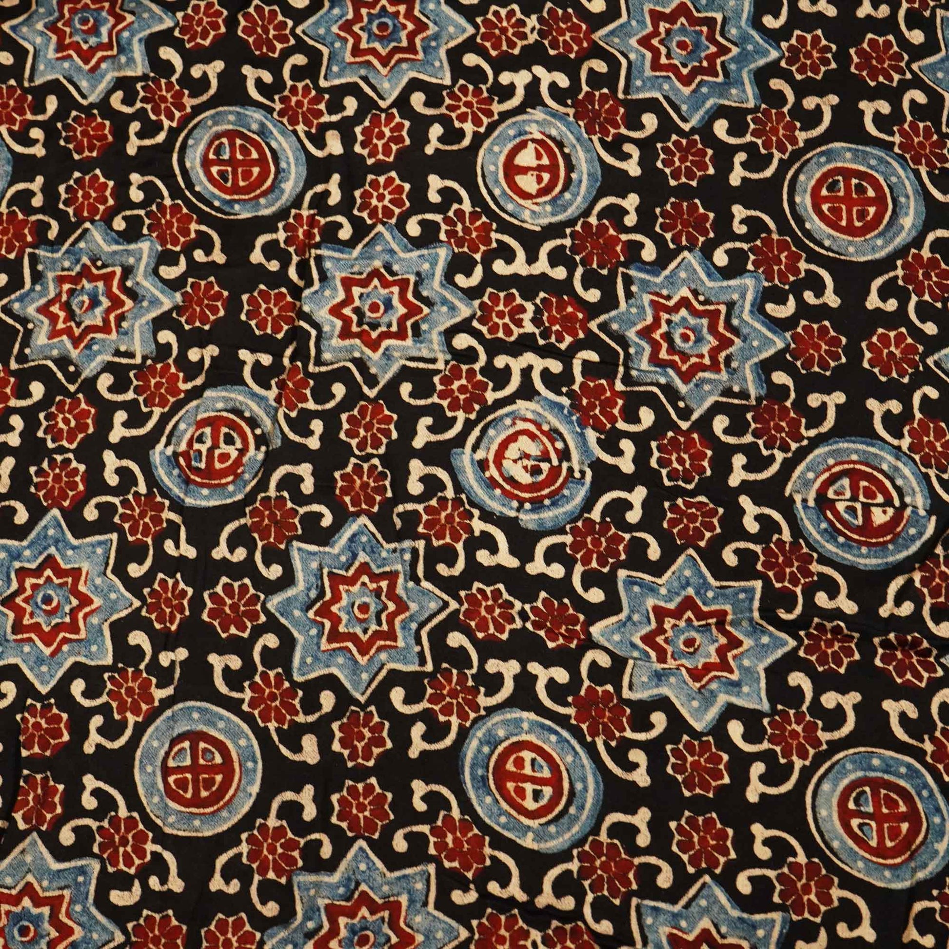 Black Ajrakh Modal Satin Fabric Modal Ajrakh IA-26910