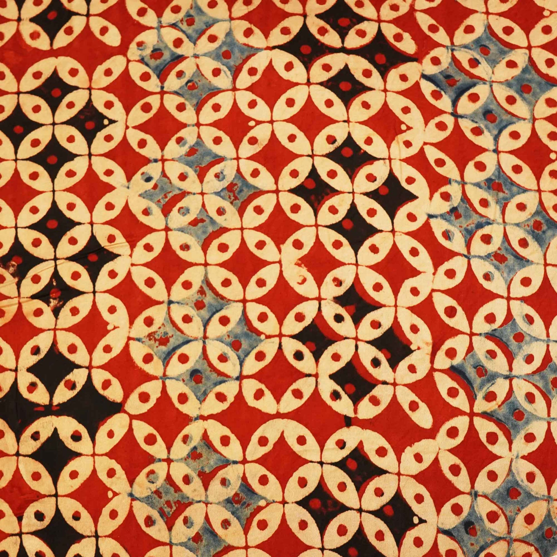 Red Geometrical Ajrakh Modal Satin Fabric Modal Ajrakh IA-26915