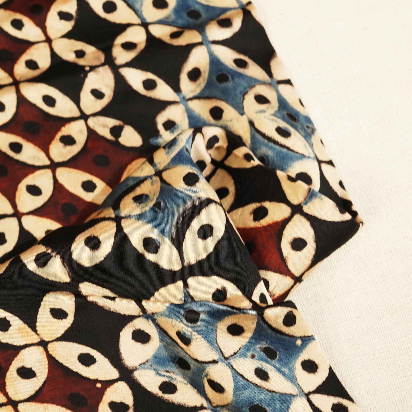 Black Geometrical Ajrakh Modal Satin Fabric Modal Ajrakh IA-26916
