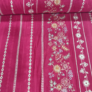 Pink Hakoba Embroidery Crushed Malai Chanderi Fabric GL-26920 - TradeUNO