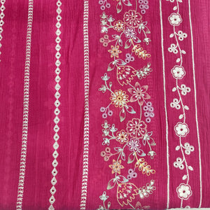 Pink Hakoba Embroidery Crushed Malai Chanderi Fabric GL-26920 - TradeUNO