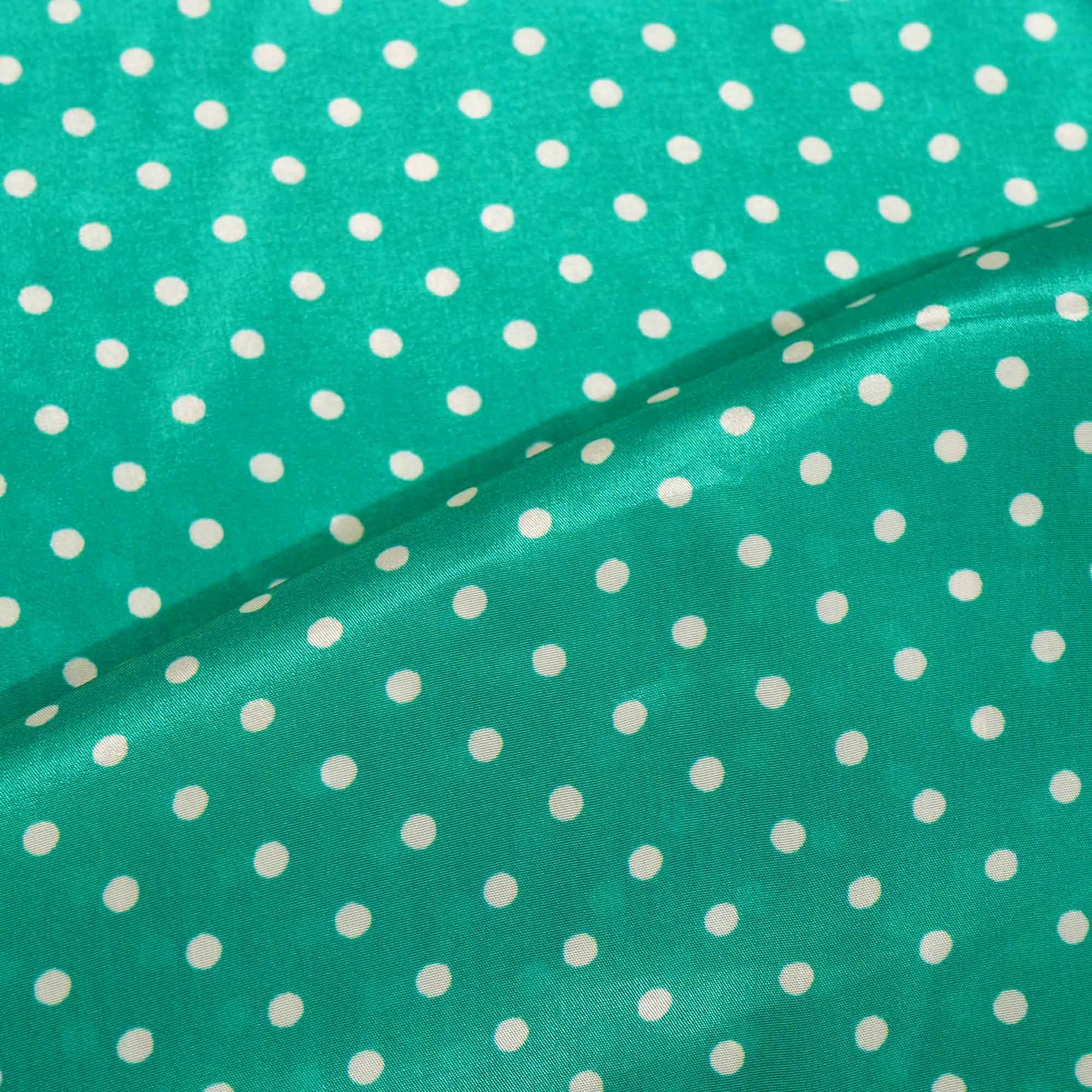 Sea Green Dot Print Crape Fabric MTF-26923