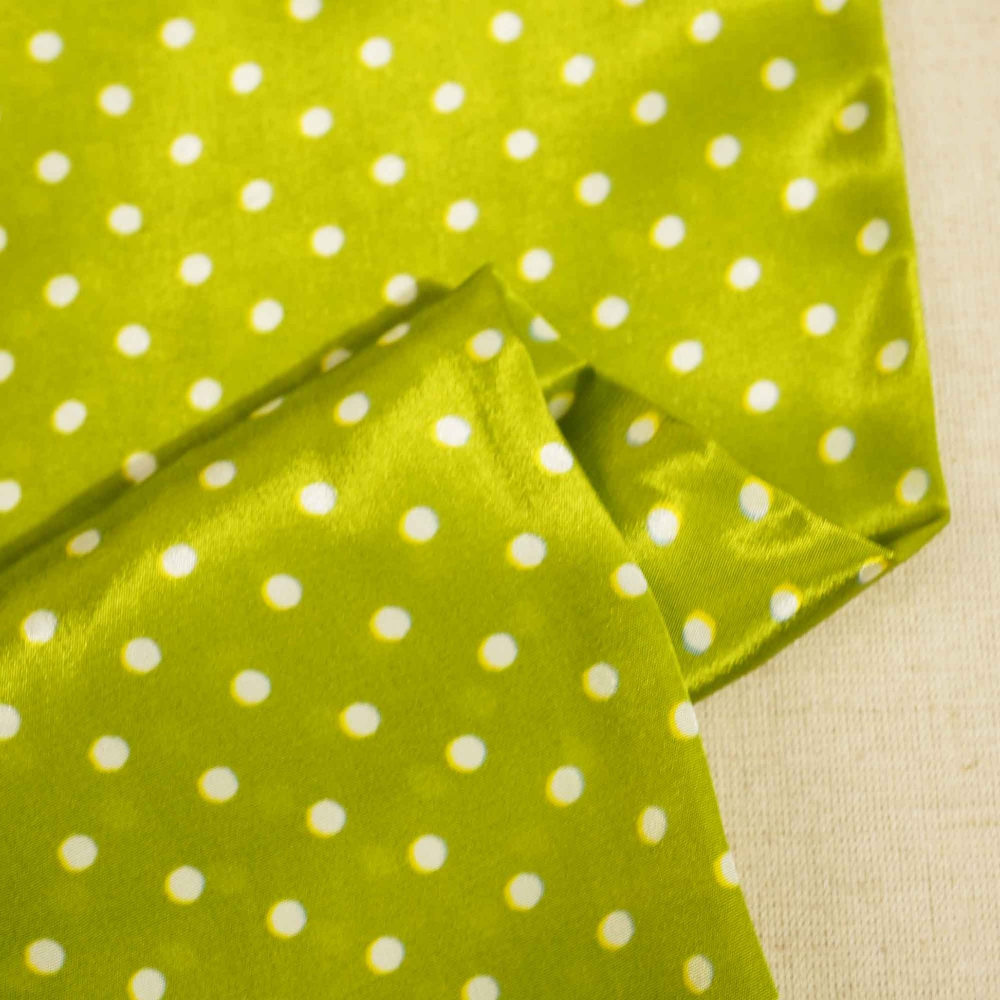 Green Yellow Dot Print Crape Fabric MTF-26924