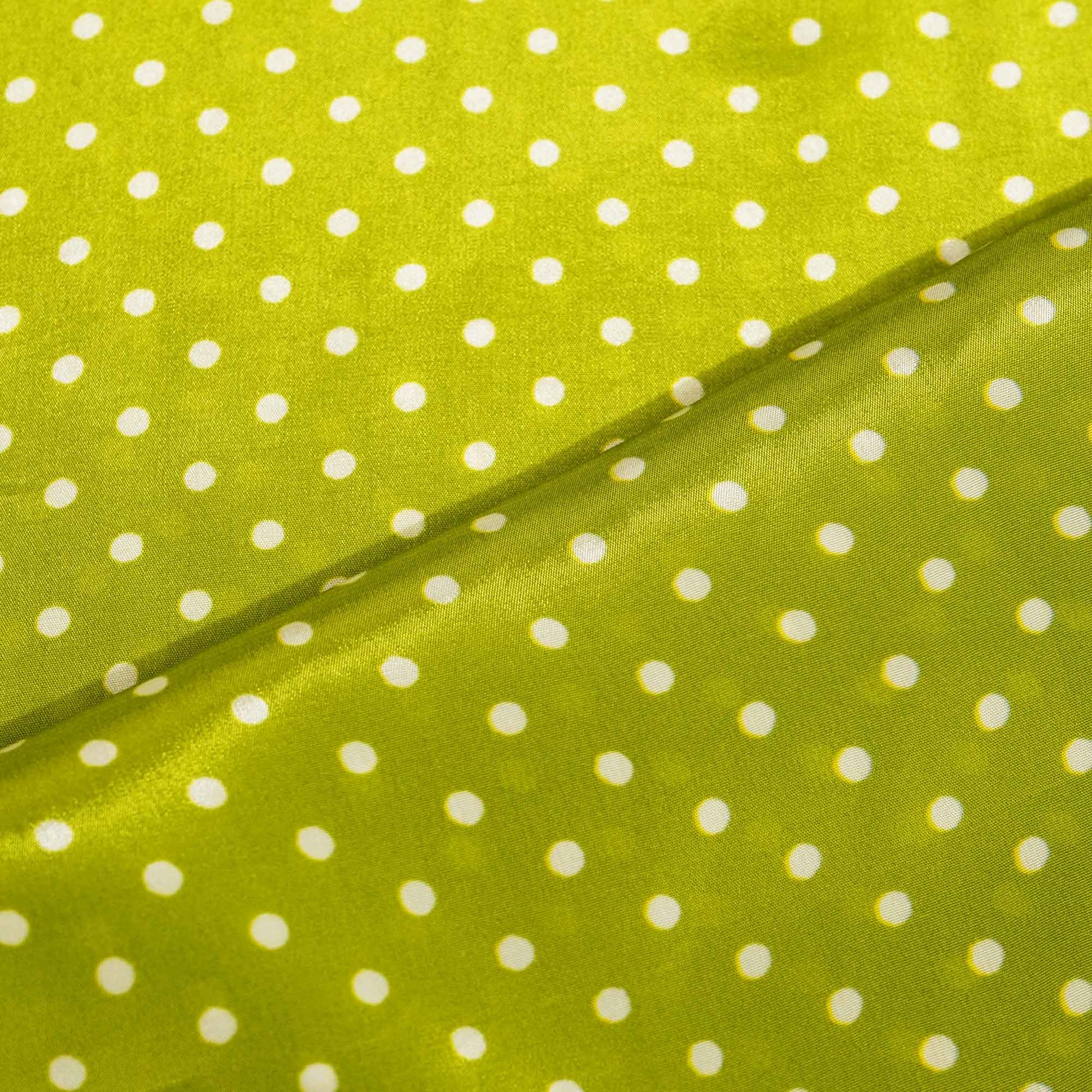 Green Yellow Dot Print Crape Fabric MTF-26924