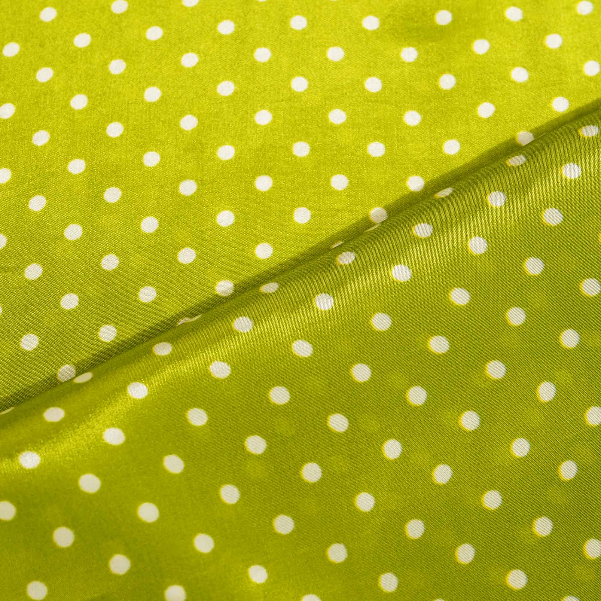 Green Yellow Dot Print Crape Fabric MTF-26924