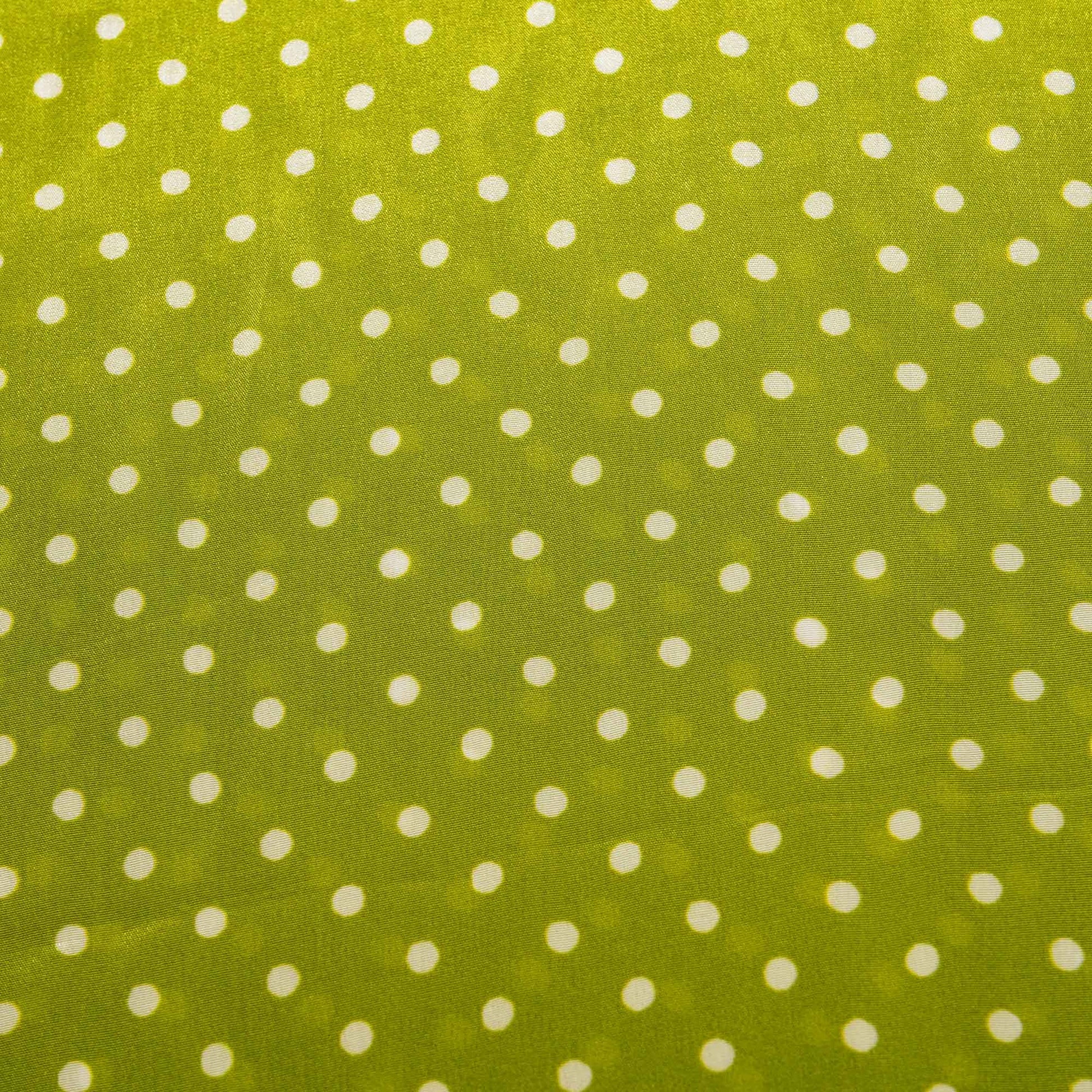 Green Yellow Dot Print Crape Fabric MTF-26924