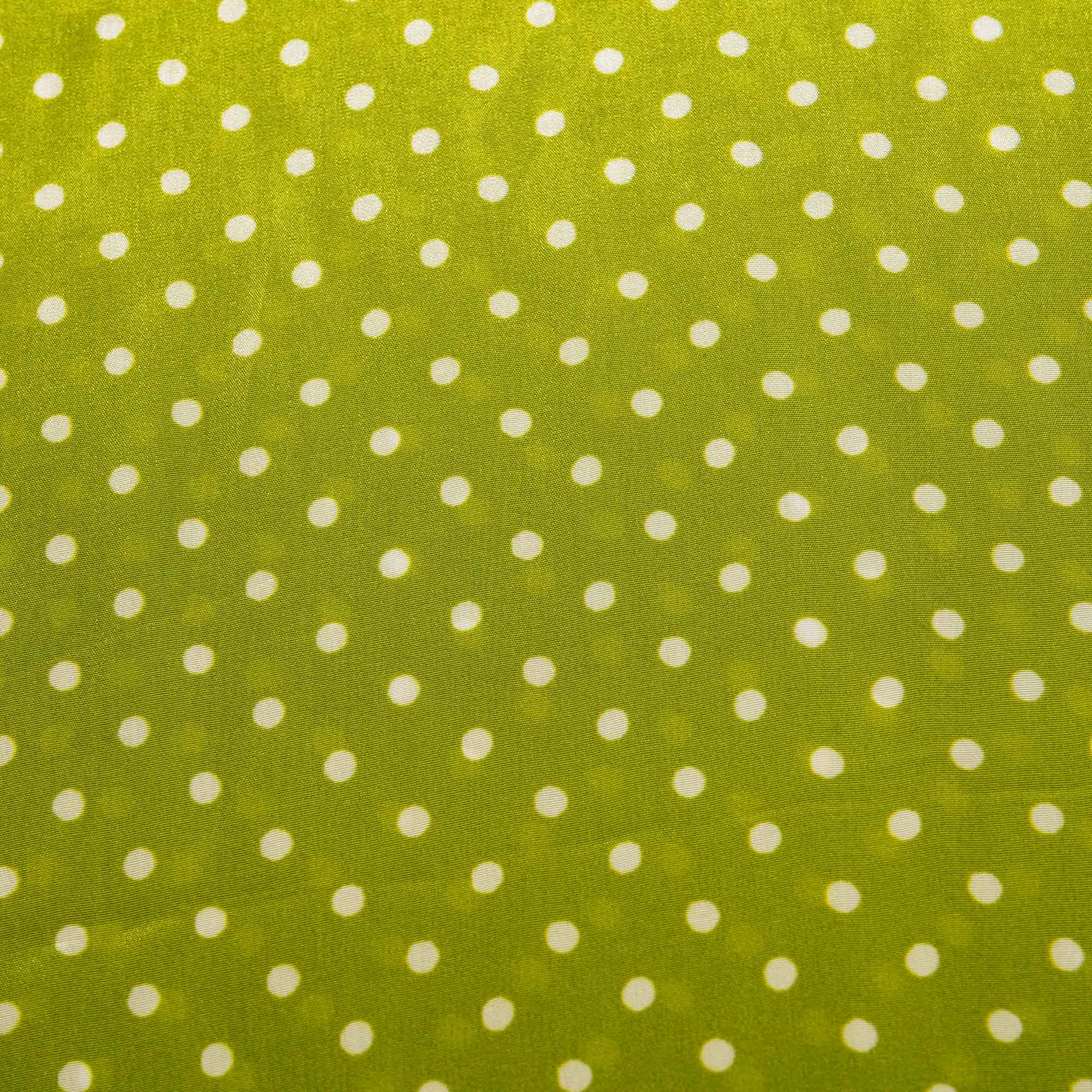Green Yellow Dot Print Crape Fabric MTF-26924