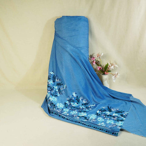 Light Blue Thread Embroidery Denim Fabric AF-26925  