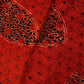 Red Ajrakh Shiffli Modal Satin Fabric CA-26940  