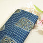 Blue Ajrakh Shiffli Modal Satin Fabric CA-26942  