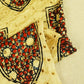 Cream Ajrakh Shiffli Modal Satin Fabric CA-26943  