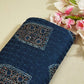 Blue Ajrakh Shiffli Modal Satin Fabric CA-26944  