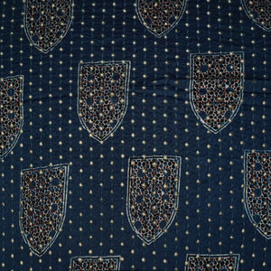 Blue Ajrakh Shiffli Modal Satin Fabric CA-26944  