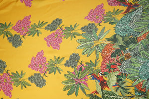 Yellow Floral Print Satin Georgette-MTF-26947 - TradeUNO