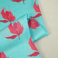 Light Blue Floral Print Satin Georgette-MTF-26949