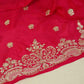Pink Silver Zari Embroidery Chinon Fabric RA-26951