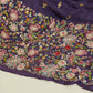 Purple Thread Embroidery Chinon Fabric RA-26953