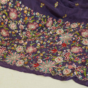 Purple Thread Embroidery Chinon Fabric RA-26953