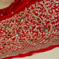 Red Thread Embroidery Chinon Fabric RA-26956