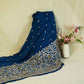 Navy Blue Thread Embroidery Chinon Fabric RA-26957