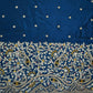 Navy Blue Thread Embroidery Chinon Fabric RA-26957