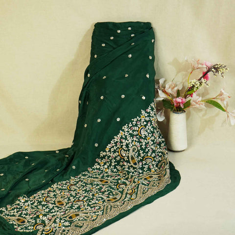 Green Thread Embroidery Chinon Fabric RA-26958