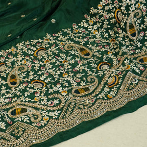 Green Thread Embroidery Chinon Fabric RA-26958