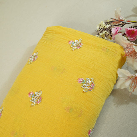 Yellow embroidery cut dana Malai Chanderi-GL-26960