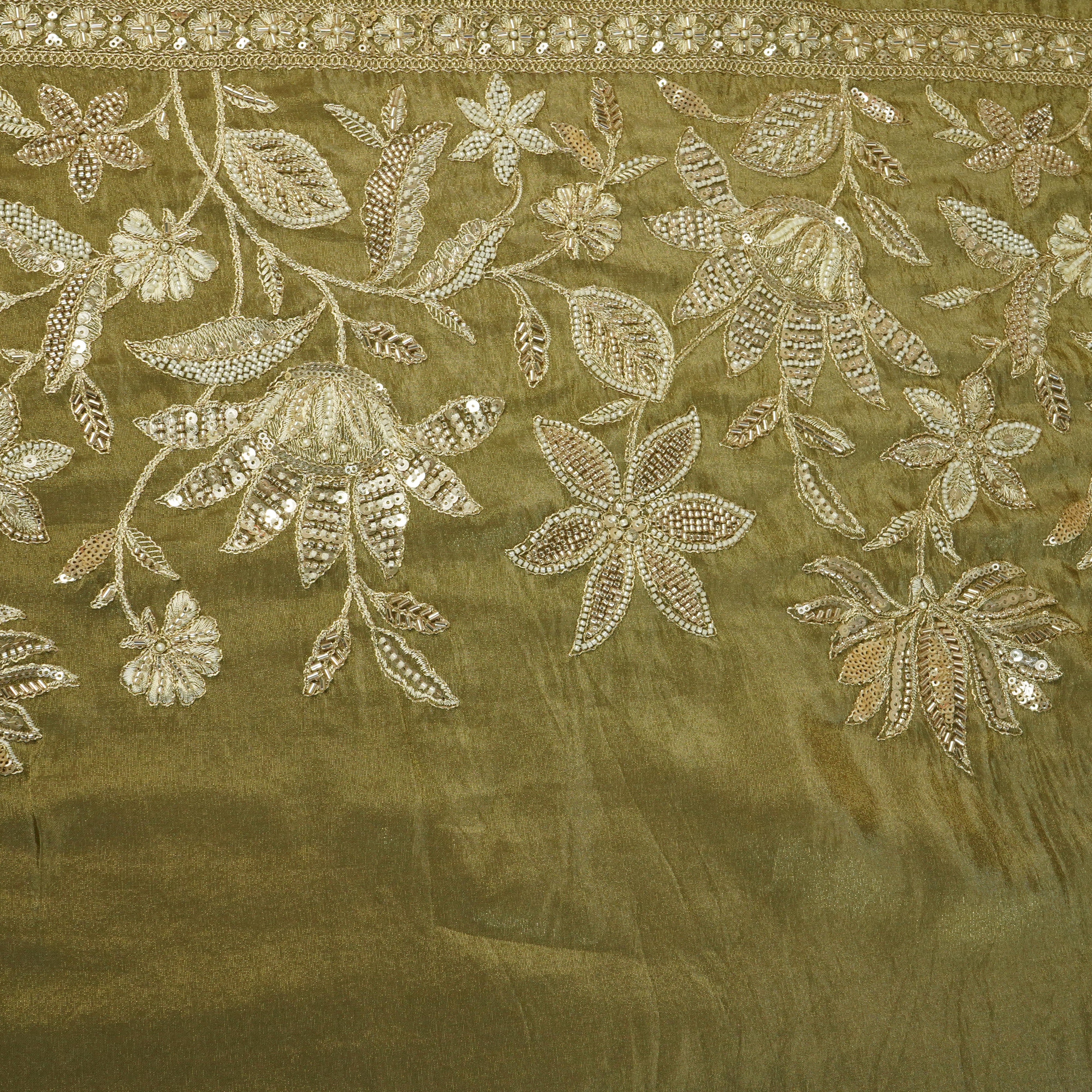 Light Mehndi embroidery cut dana Tissue Silk-GL-26964 - TradeUNO