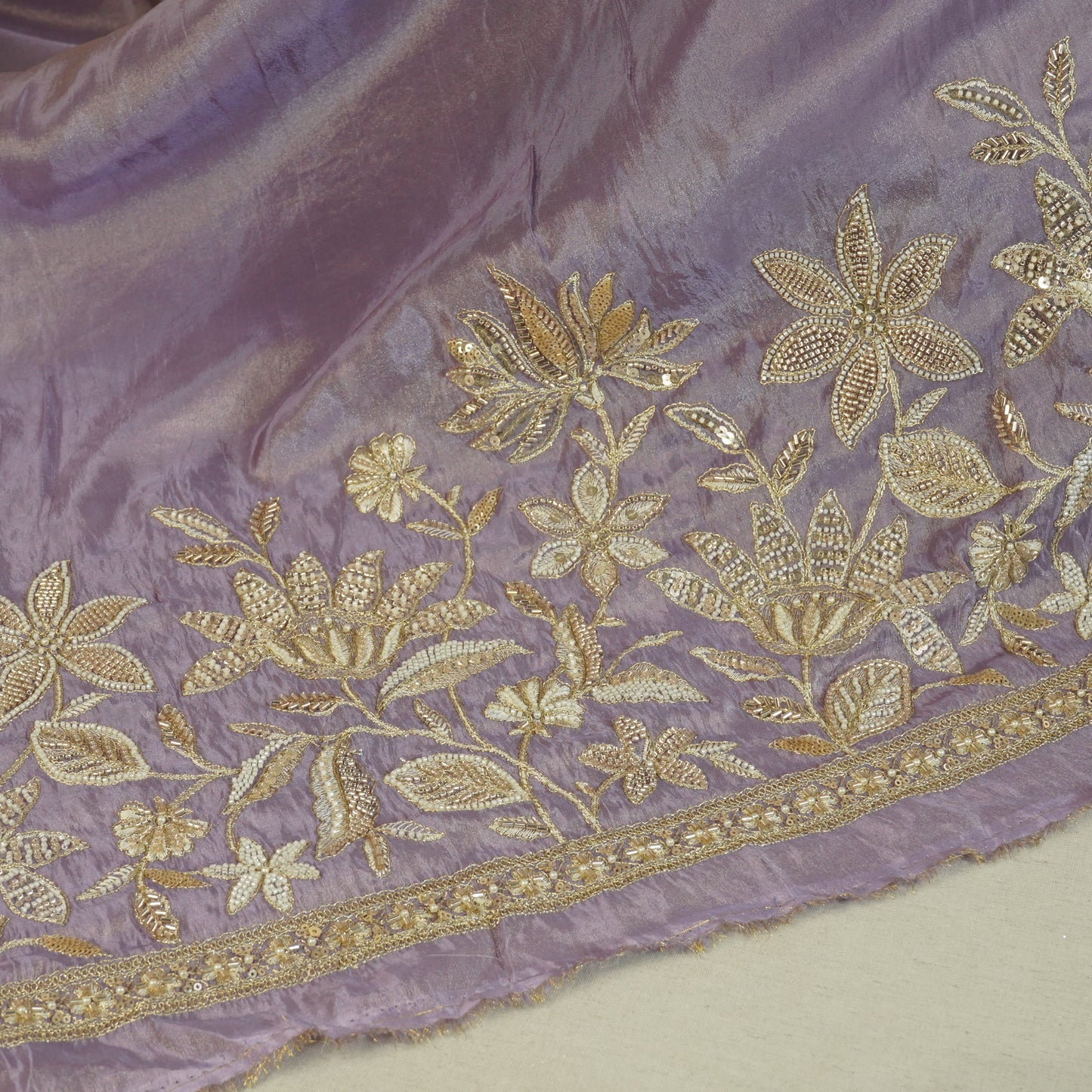 Light Purple enbroidery cut dana Tissue Silk- GL-26965