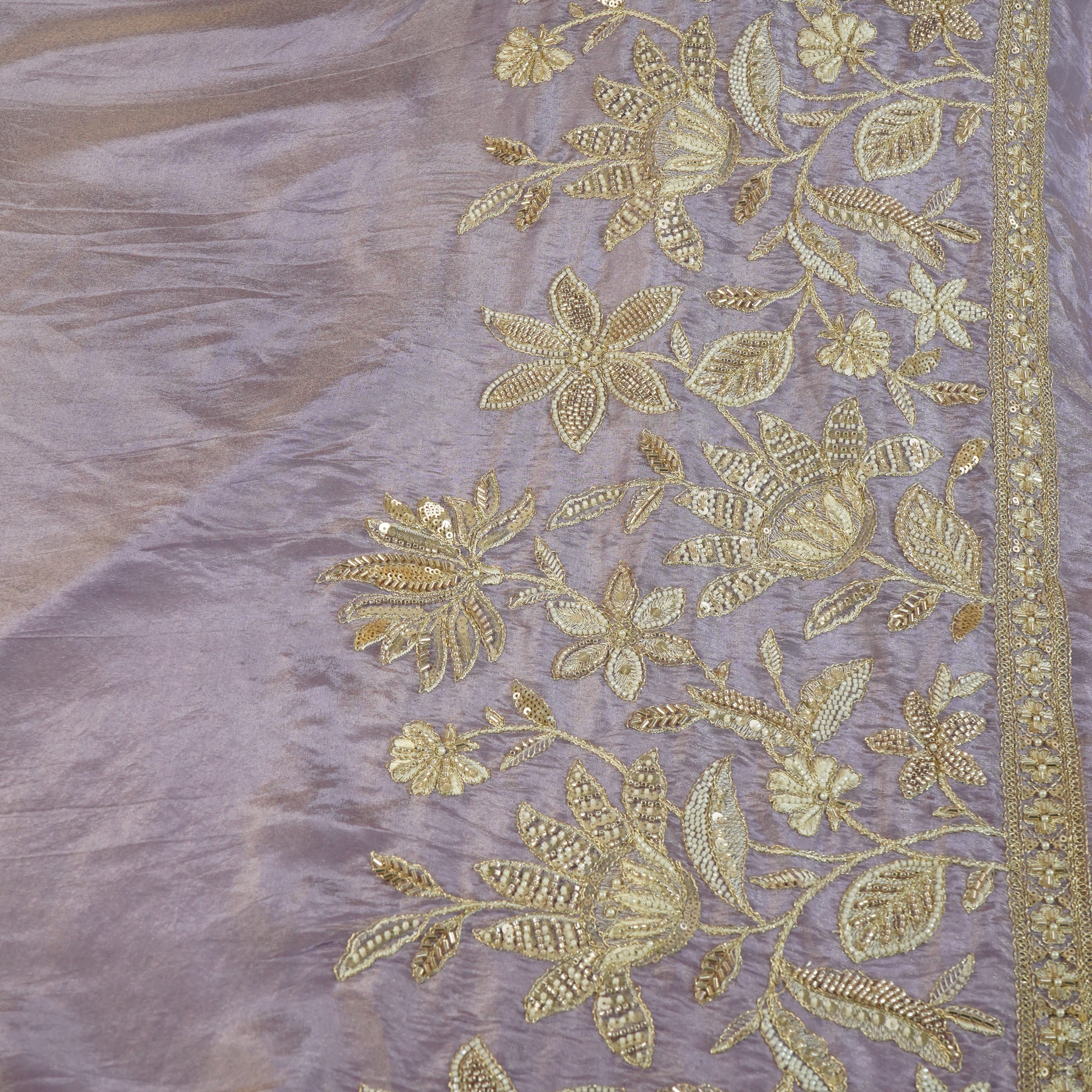 Light Purple enbroidery cut dana Tissue Silk- GL-26965 - TradeUNO