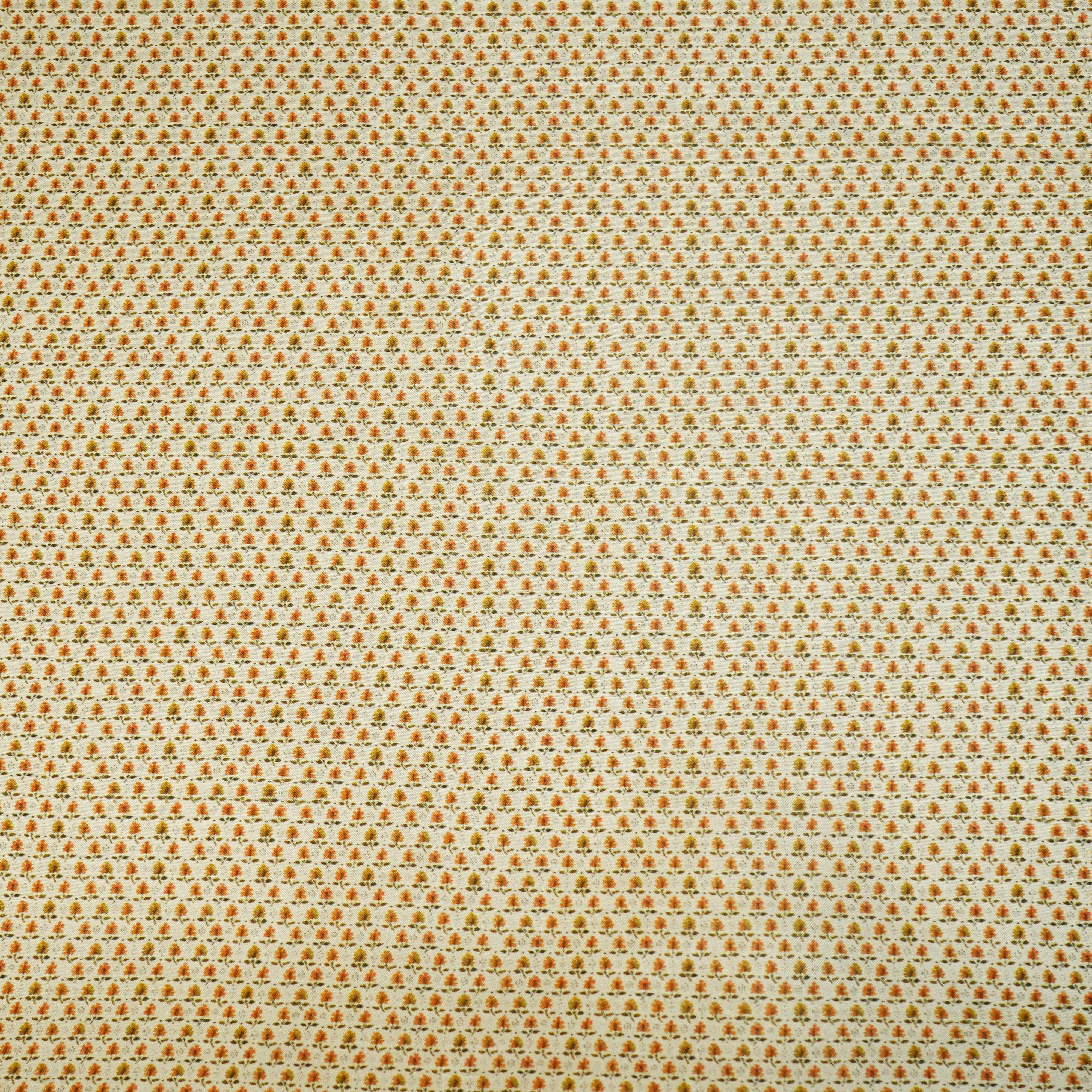 Beige N Yellow Floral Print Raw Silk Fabric-SNTF-26971 - TradeUNO