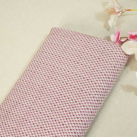 Beige N Pink Floral Print Raw Silk Fabric-SNTF-26974