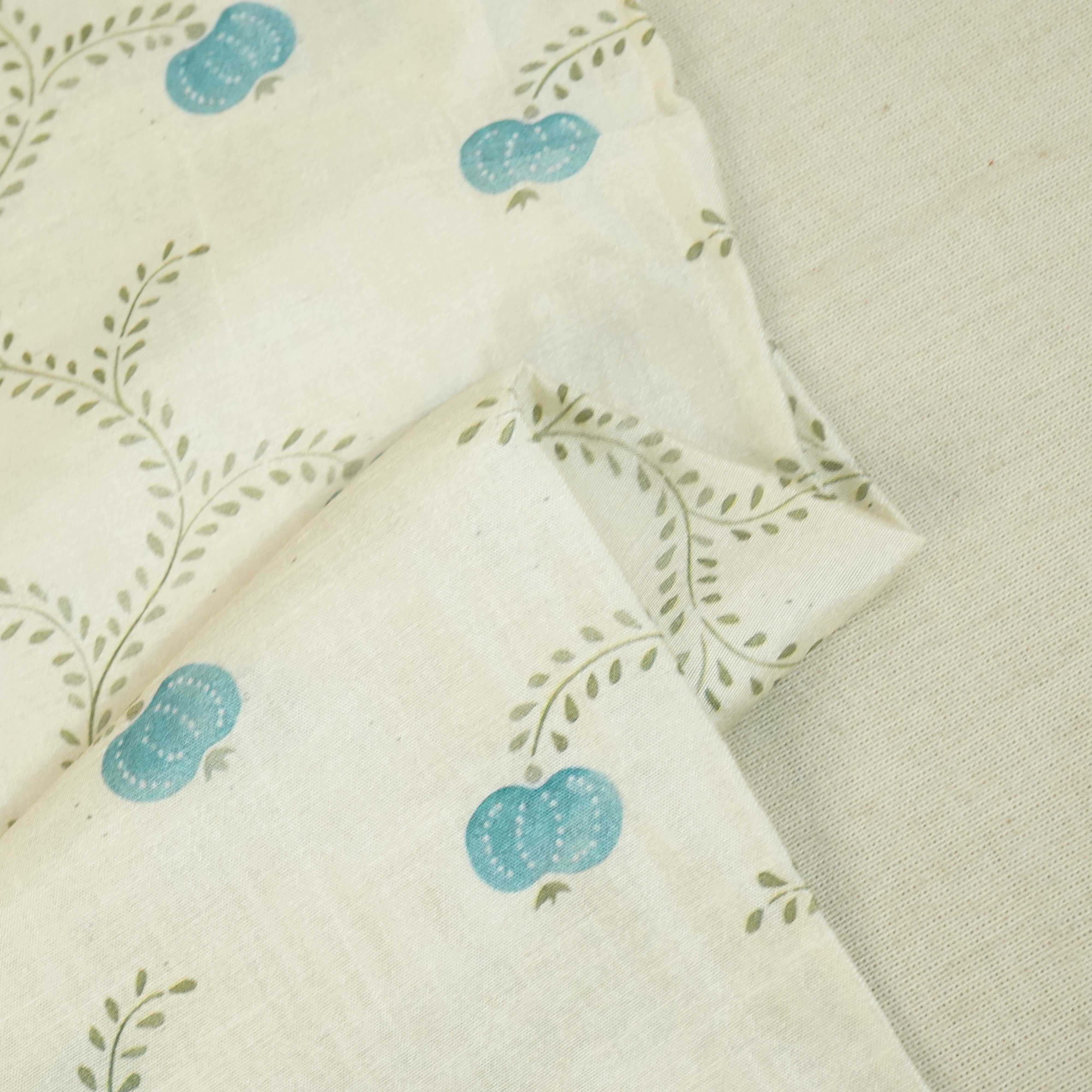 Beige Floral Print Raw Silk Fabric- SNTF-26975 - TradeUNO