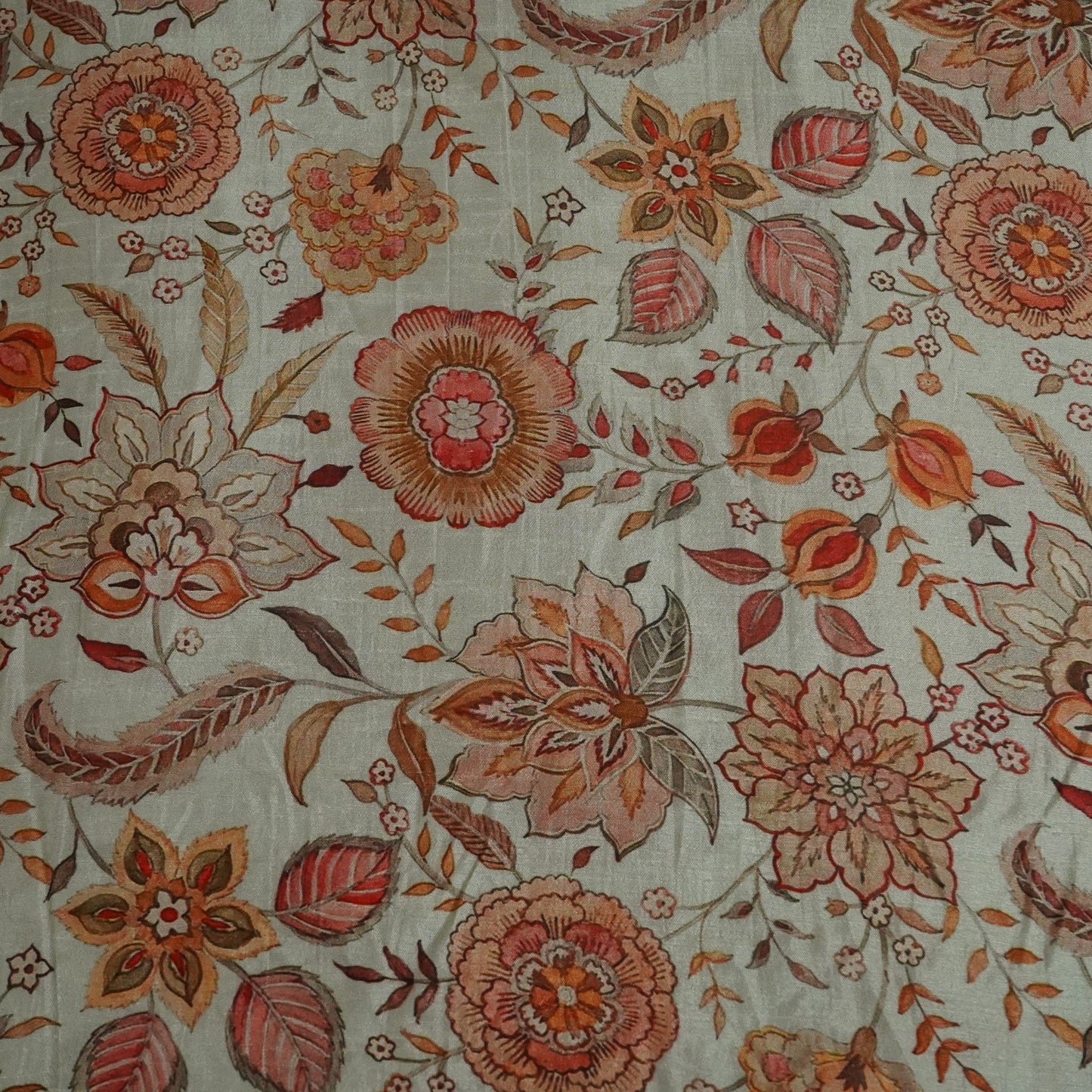 Sea Green Floral Raw Silk Fabric-SNTF-26979