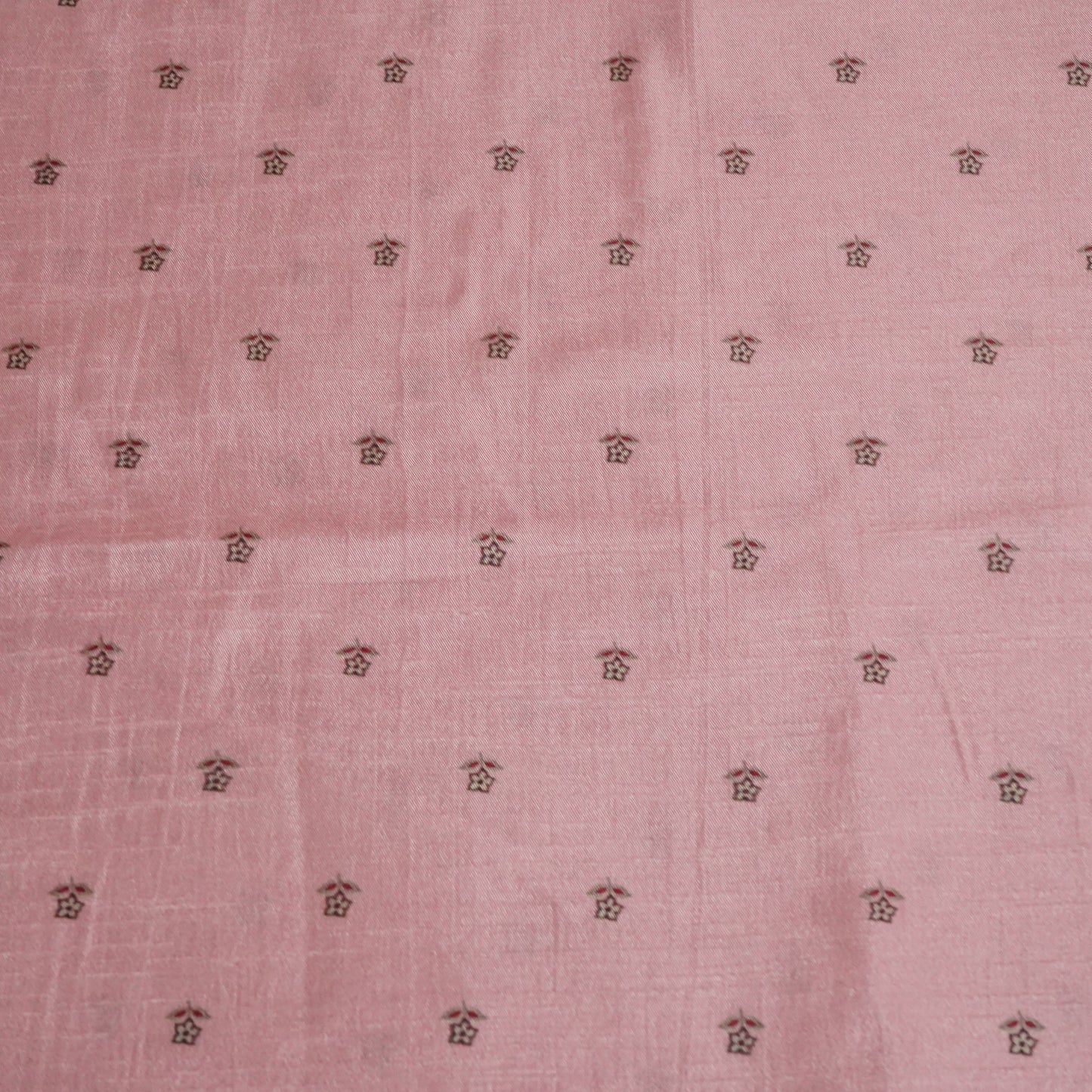 Pink Floral Raw Silk Fabric-SNTF-26980